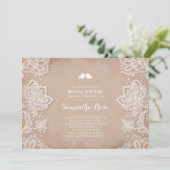 Roze Vintage Kant Bruidsuitnodiging Kaart (Staand voorkant)