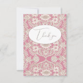 Roze Vintage Kant Platte Bedankkaart (Voorkant)