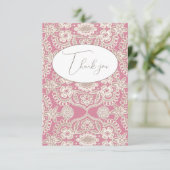 Roze Vintage Kant Platte Bedankkaart (Staand voorkant)