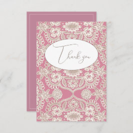Roze Vintage Kant Platte Dankkaart Bedankkaart