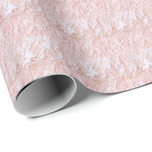 Roze Vintage Kant Wrapping Papier Coquette (Rol Hoek)