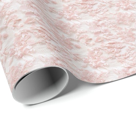 Roze Vintage Kant Wrapping Papier Coquette (Rol Hoek)
