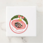 Roze Vintage Kerst Ornament | Foto Bedankjes Labels (In situ)