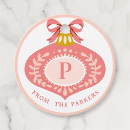 Roze Vintage Kerst Ornament | Photo Favor Tag Bedankjes Labels