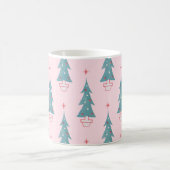 Roze Vintage kerstboom kerstpatroon Koffiemok (Center)