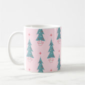 Roze Vintage kerstboom kerstpatroon Koffiemok (Links)