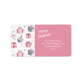 Roze Vintage Kerstcadeau Pakketten Etiket