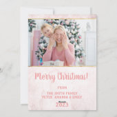Roze Vintage Kerstfoto Feestdagenkaart (Achterkant)