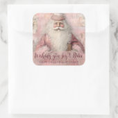 Roze Vintage Kerstfoto Vierkante Sticker (Tas)