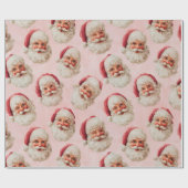 Roze Vintage Kerstman Kerstmis Cadeaupapier (Vlak)