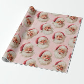 Roze Vintage Kerstman Kerstmis Cadeaupapier (Uitgerold)
