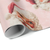 Roze Vintage Kerstman Kerstmis Cadeaupapier (Rol Hoek)