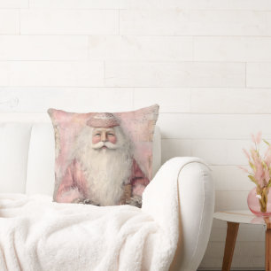 Roze Vintage Kerstman Kerstmis Kussen