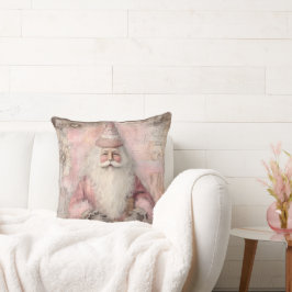 Roze Vintage Kerstman Kussen
