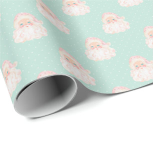 Roze Vintage Kerstman Mint Kerstcadeaupapier Cadeaupapier