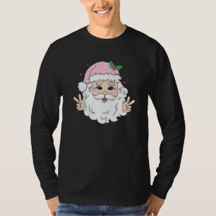 Roze Vintage Kerstman Roze Kerstmis T-shirt