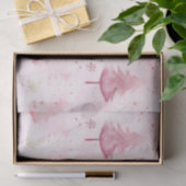 Roze Vintage Kerstmis dennenbomen Tissuepapier (Geschenk)