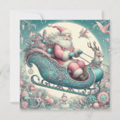 Roze vintage Kerstmis Feestdagenkaart (Voorkant)