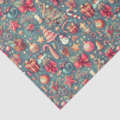 Roze Vintage Kerstmis Tissuepapier (Detail)