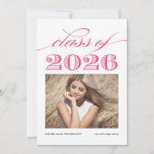 Roze Vintage Klas van 2026 Foto Afstuderen Aankondiging (Voorkant)