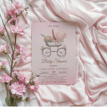 Roze Vintage Klassieke Meisje Baby Shower