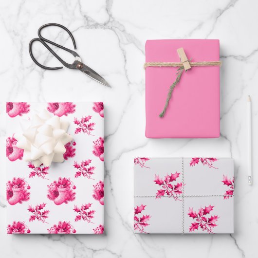 Roze Vintage Kousen Inpakpapier Vel (Voorkant)