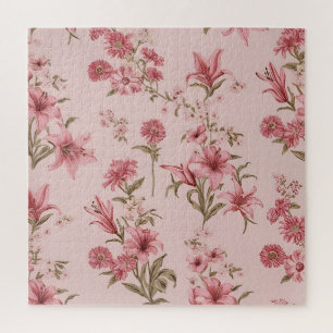 Roze Vintage Lelies Bloemig Cottagecore Legpuzzel