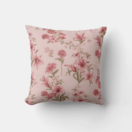 Roze Vintage Lelies Bloemige Cottagecore Kussen