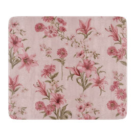 Roze Vintage Lelies Bloemige Cottagecore Snijplank