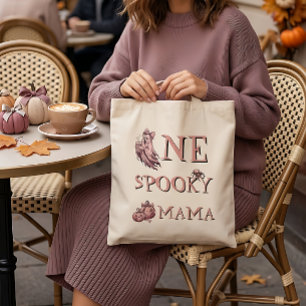 Roze Vintage One Spooky Mama Coquette Coffee Geest Tote Bag