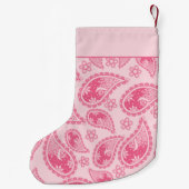 Roze Vintage Paisley Patroon Monogram Kleine Kerstsok (Achterkant)