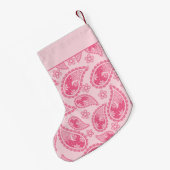 Roze Vintage Paisley Patroon Monogram Kleine Kerstsok (Achterkant (Hangend))