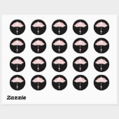 Roze Vintage Parasolstickers Ronde Sticker (Vel)