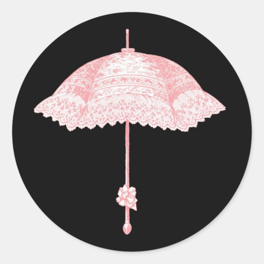 Roze Vintage Parasolstickers Ronde Sticker (Voorkant)