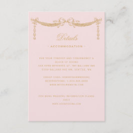 Roze Vintage Paris Bow Swag Glam Details Informatiekaartje