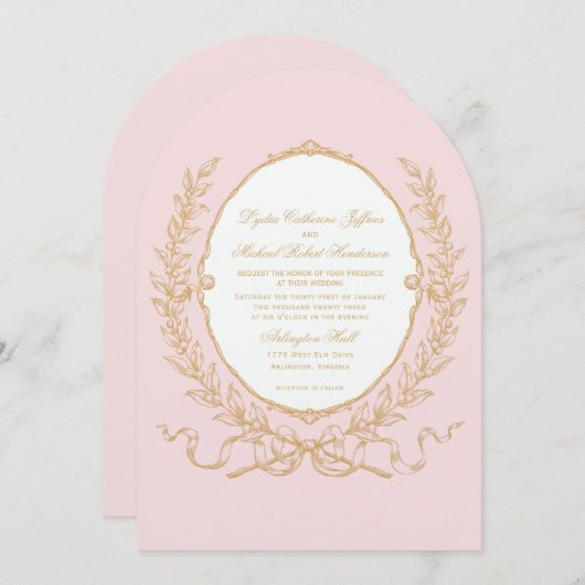 Roze Vintage Paris Glam Uitnodiging (Voorkant / Achterkant)