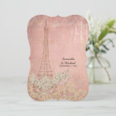 Roze Vintage Paris Parijs Stijlvolle Koppel Bruisf Kaart (Staand voorkant)