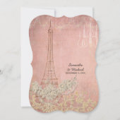 Roze Vintage Paris Parijse Stijlvolle Koppel Bruis Kaart (Voorkant)