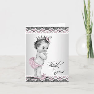 Roze Vintage Prinses Baby Shower Bedankkaartjes Bedankkaart