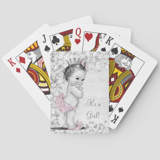 Roze Vintage Prinses Speelkaarten (Achterkant)