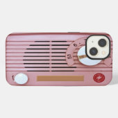 Roze Vintage Radio iPhone Hoesje (Achterkant horizontaal)