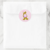 Roze vintage-reuzenpeperkoekronde sticker (Tas)