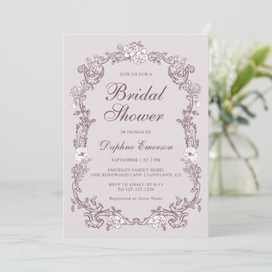 Roze vintage rood rozen bruiloft uitnodiging (Staand voorkant)