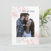 Roze vintage roos bloem foto save the date (Staand voorkant)