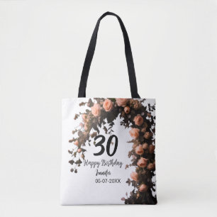 Roze vintage roos bloem moderne 30e verjaardag tote bag