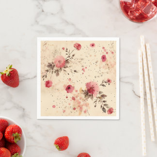 Roze Vintage Roos Bloem Papier Servetten