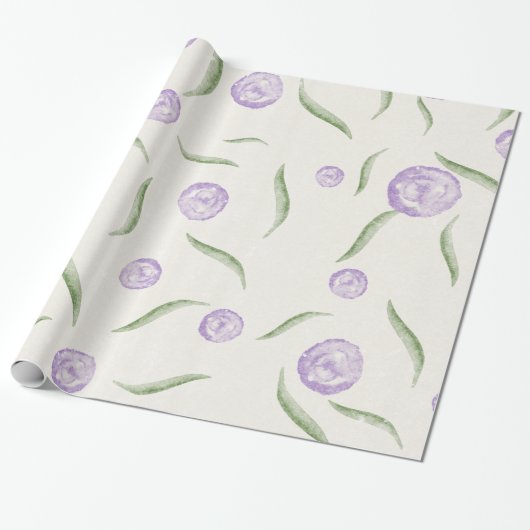Roze vintage roos bloemig cadeaupapier (Uitgerold)