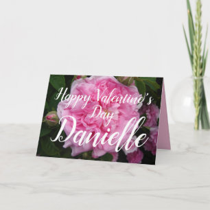 Roze vintage roos bloemige bloemen Valentijnsdag Kaart