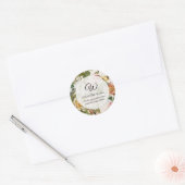 Roze Vintage Roos Bloemige Monogram Retouradres Ronde Sticker (Envelop)