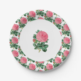 Roze Vintage Roos Botanische Feest Papieren Bordje
